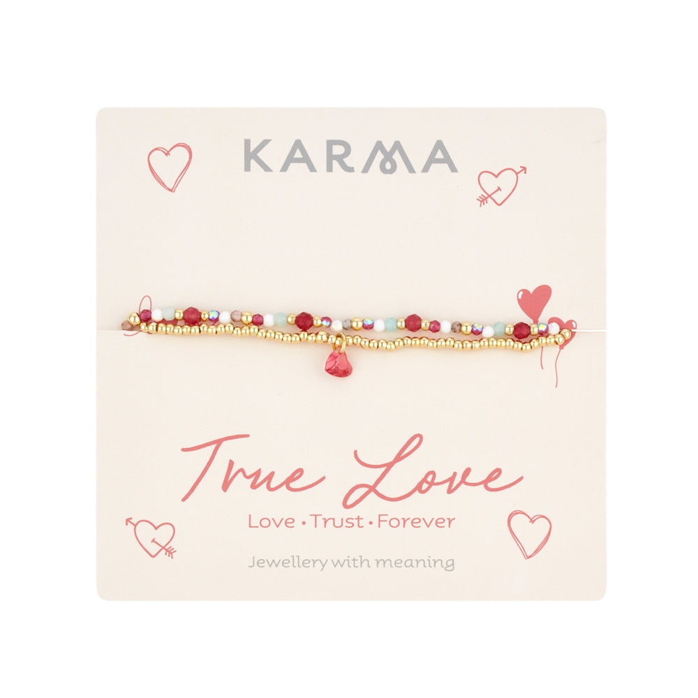 Karma Gold Red Heart Set of 2 Bracelets