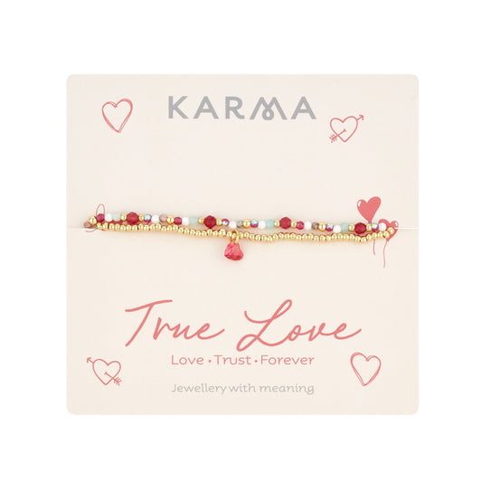 Karma Gold Red Heart Set of 2 Bracelets