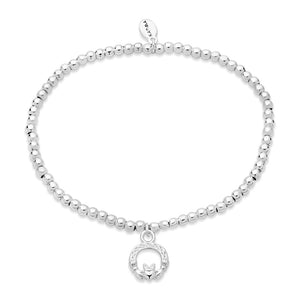 Karma Silver Claddagh Stretch Beaded Bracelet