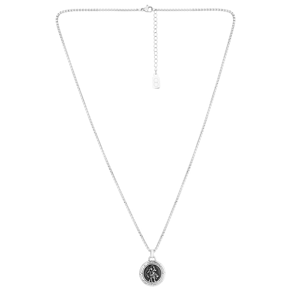Over & Over Silver Men's Stainless Steel St Christopher Necklace