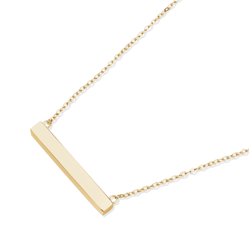 Argento Gold 14k Plated Solid Bar Engraving Necklace