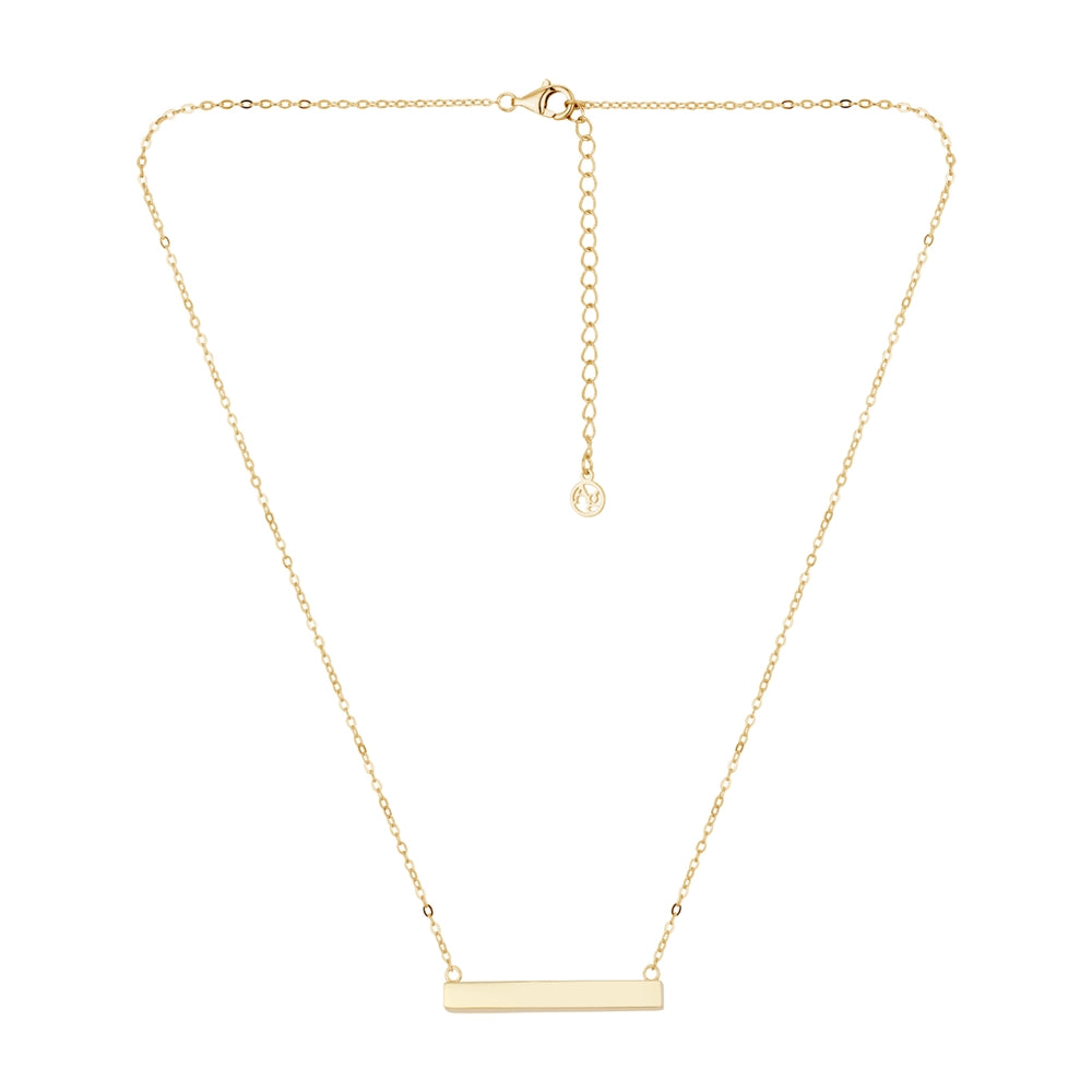 Argento Gold 14k Plated Solid Bar Engraving Necklace