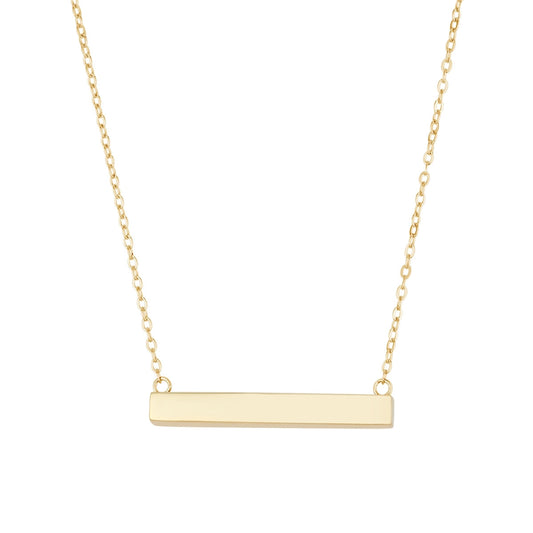 Argento Gold 14k Plated Solid Bar Engraving Necklace