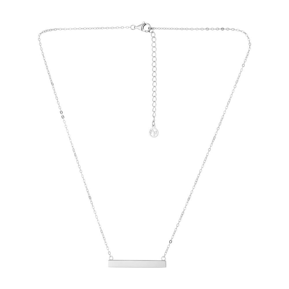 Argento Silver Solid Bar Engraving Necklace