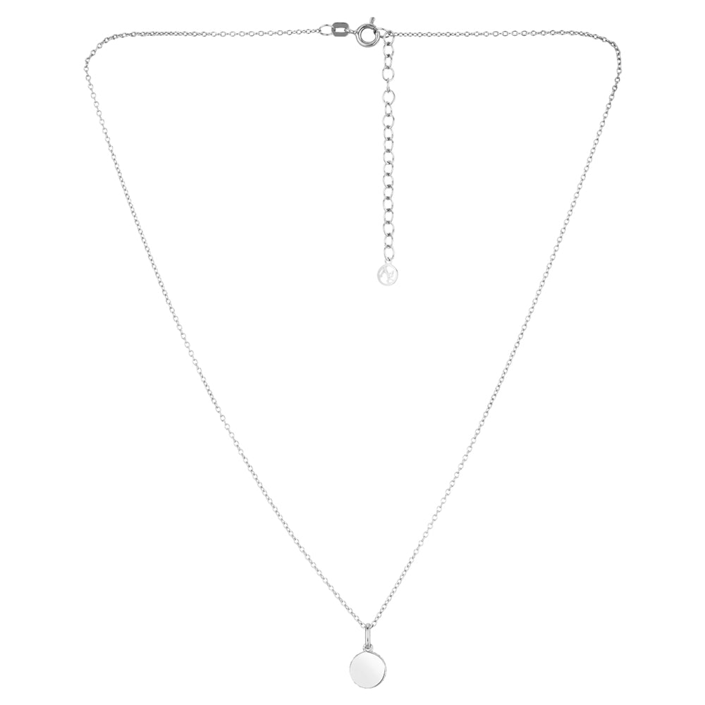 Argento Silver Circle CZ Engravable Necklace
