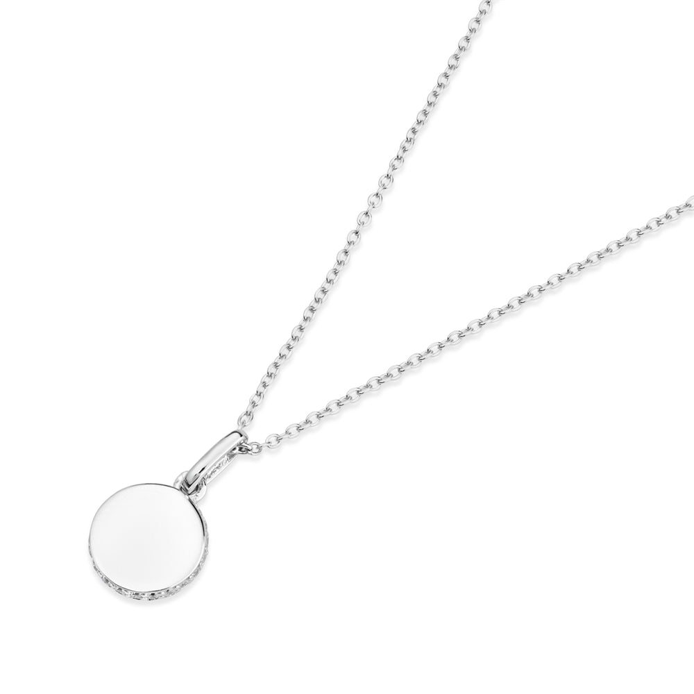 Argento Silver Circle CZ Engravable Necklace