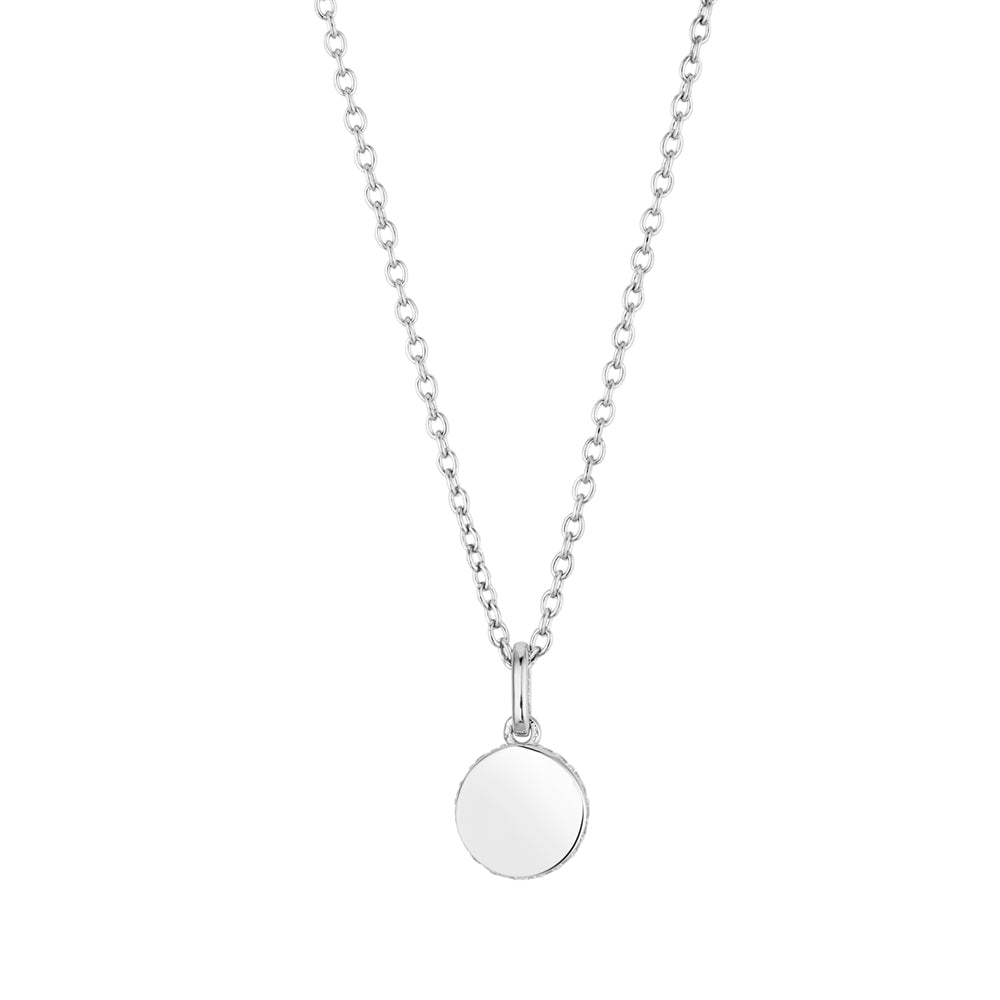 Argento Silver Circle CZ Engravable Necklace