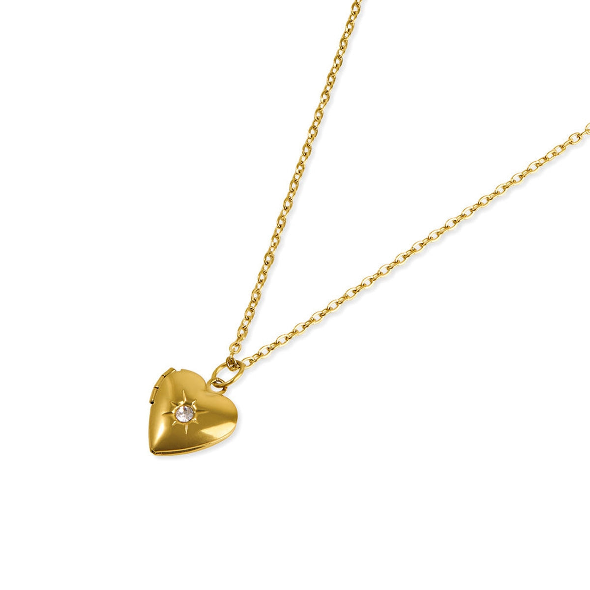 Over & Over Gold Stainless Steel CZ Heart Locket