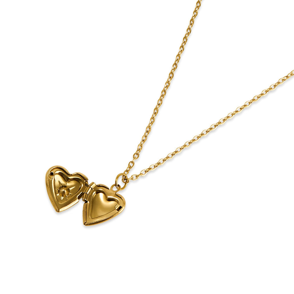 Over & Over Gold Stainless Steel CZ Heart Locket