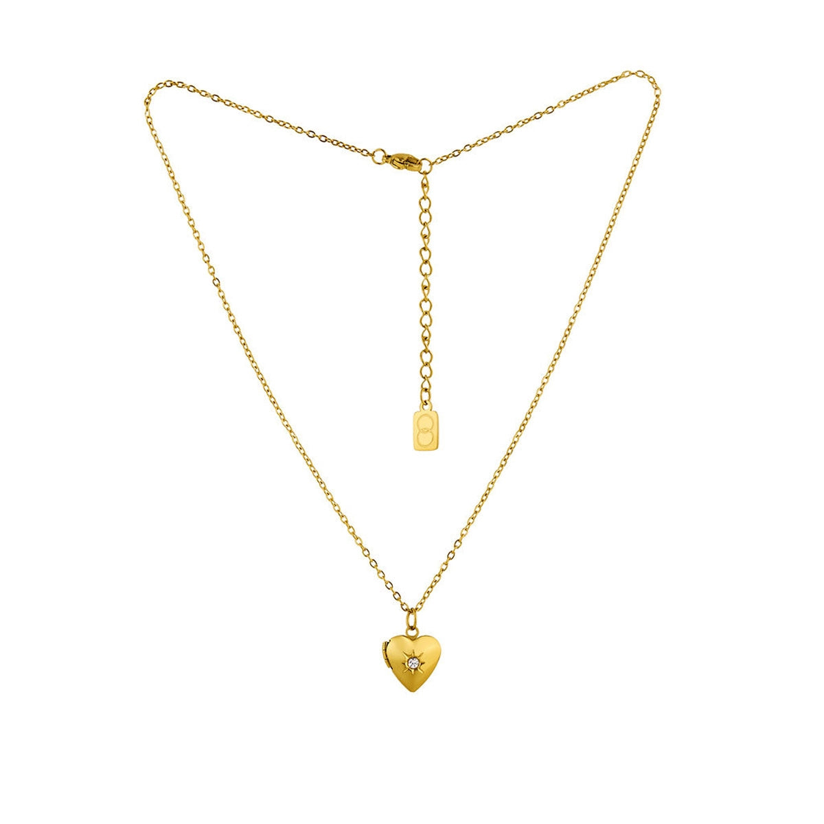 Over & Over Gold Stainless Steel CZ Heart Locket
