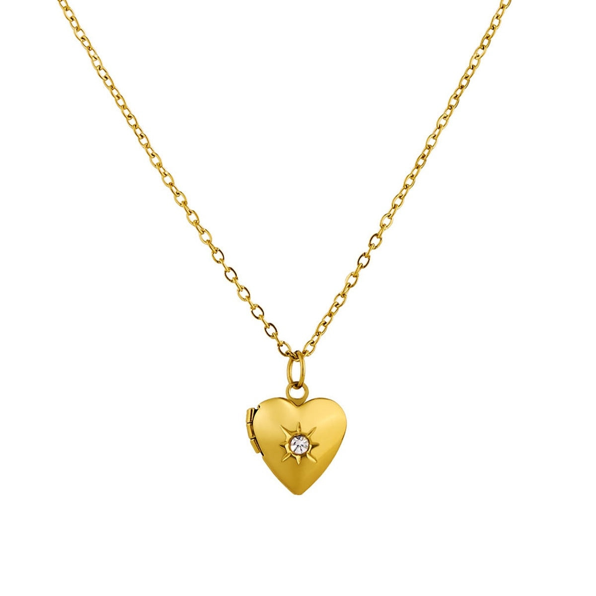Over & Over Gold Stainless Steel CZ Heart Locket