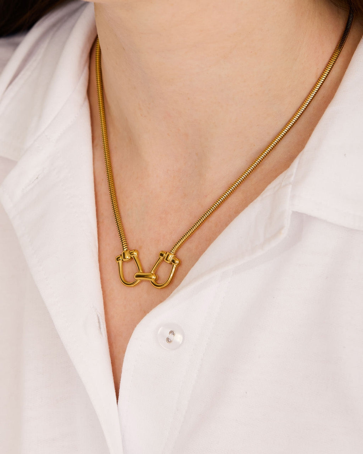 Over & Over Gold Stainless Steel Horsebit Necklace
