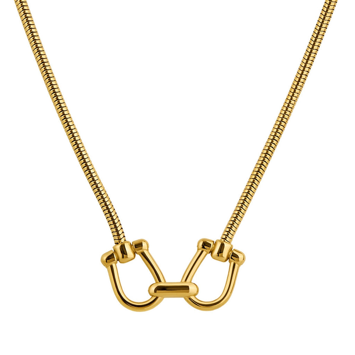 Over & Over Gold Stainless Steel Horsebit Necklace