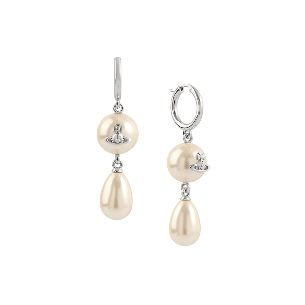 Vivienne Westwood Silver Martha Pearl Ball Drop Hoop