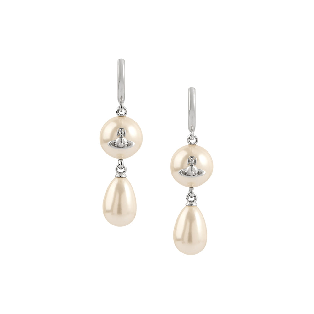 Vivienne Westwood Silver Martha Pearl Ball Drop Hoop