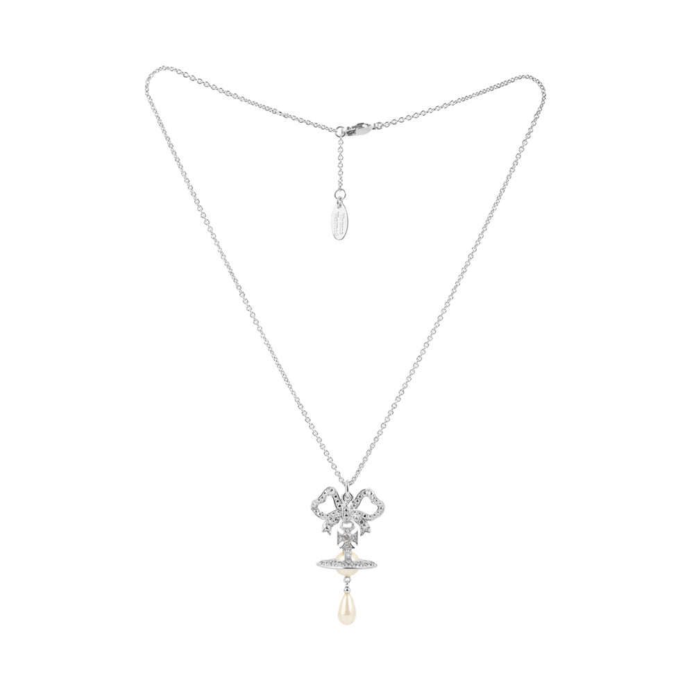 Vivienne Westwood Silver Rigoberta Pearl Bow Orb Necklace
