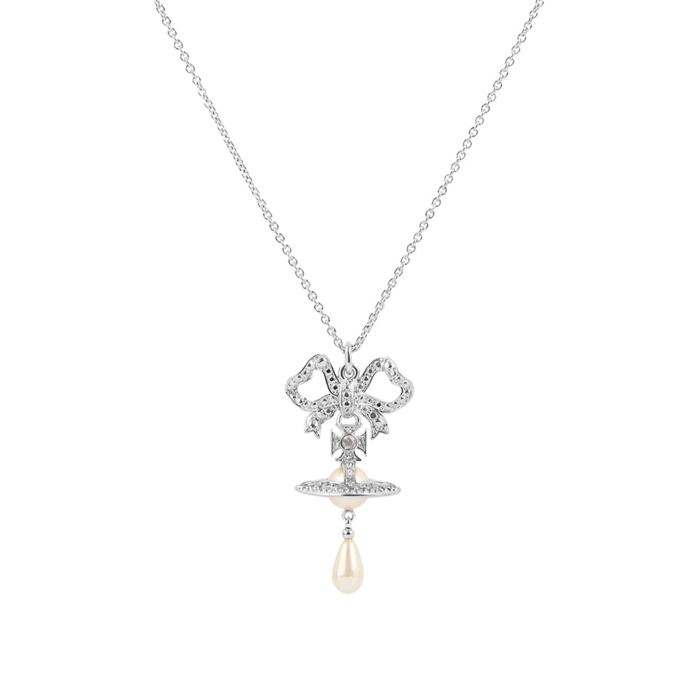 Vivienne Westwood Silver Rigoberta Pearl Bow Orb Necklace