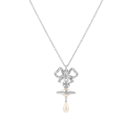 Vivienne Westwood Silver Rigoberta Pearl Bow Orb Necklace