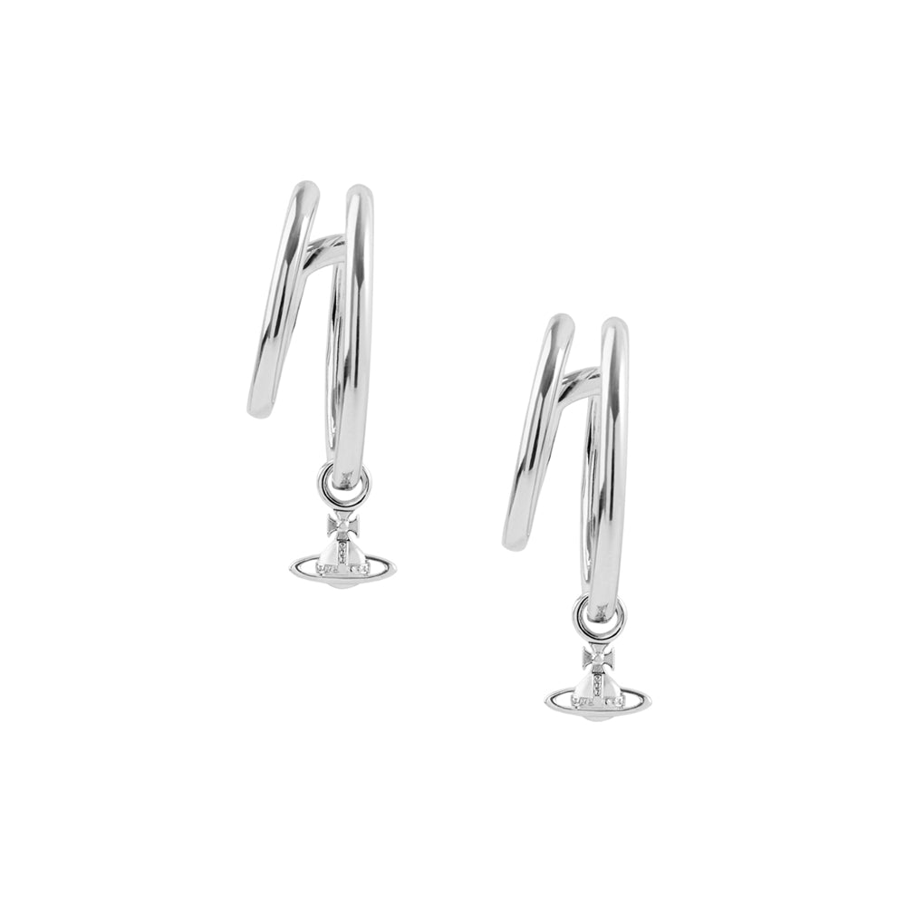 Vivienne Westwood Silver Ronda Orb Charm Double Hoops