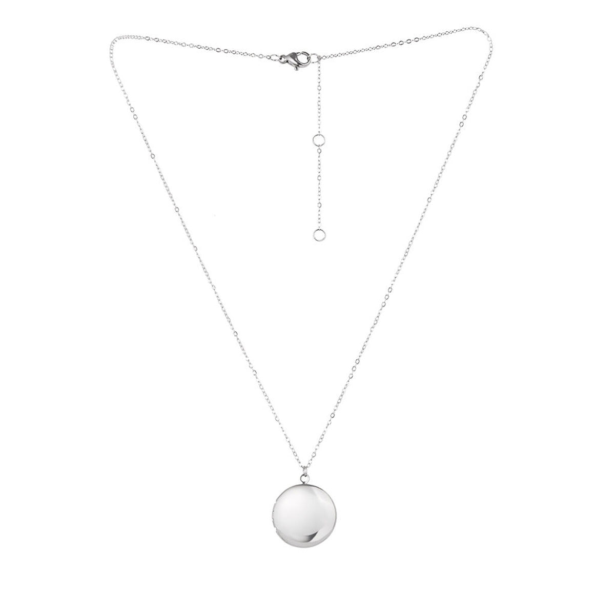 Over & Over Silver Stainless Steel Circle Plain Locket