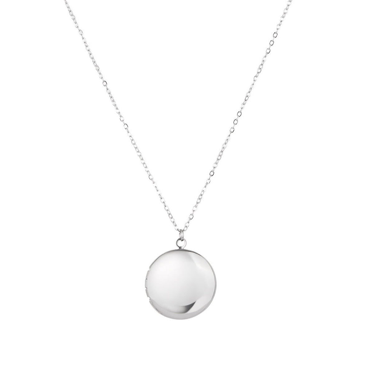 Over & Over Silver Stainless Steel Circle Plain Locket