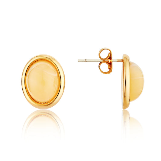 August Woods Gold Cream Stud Earrings