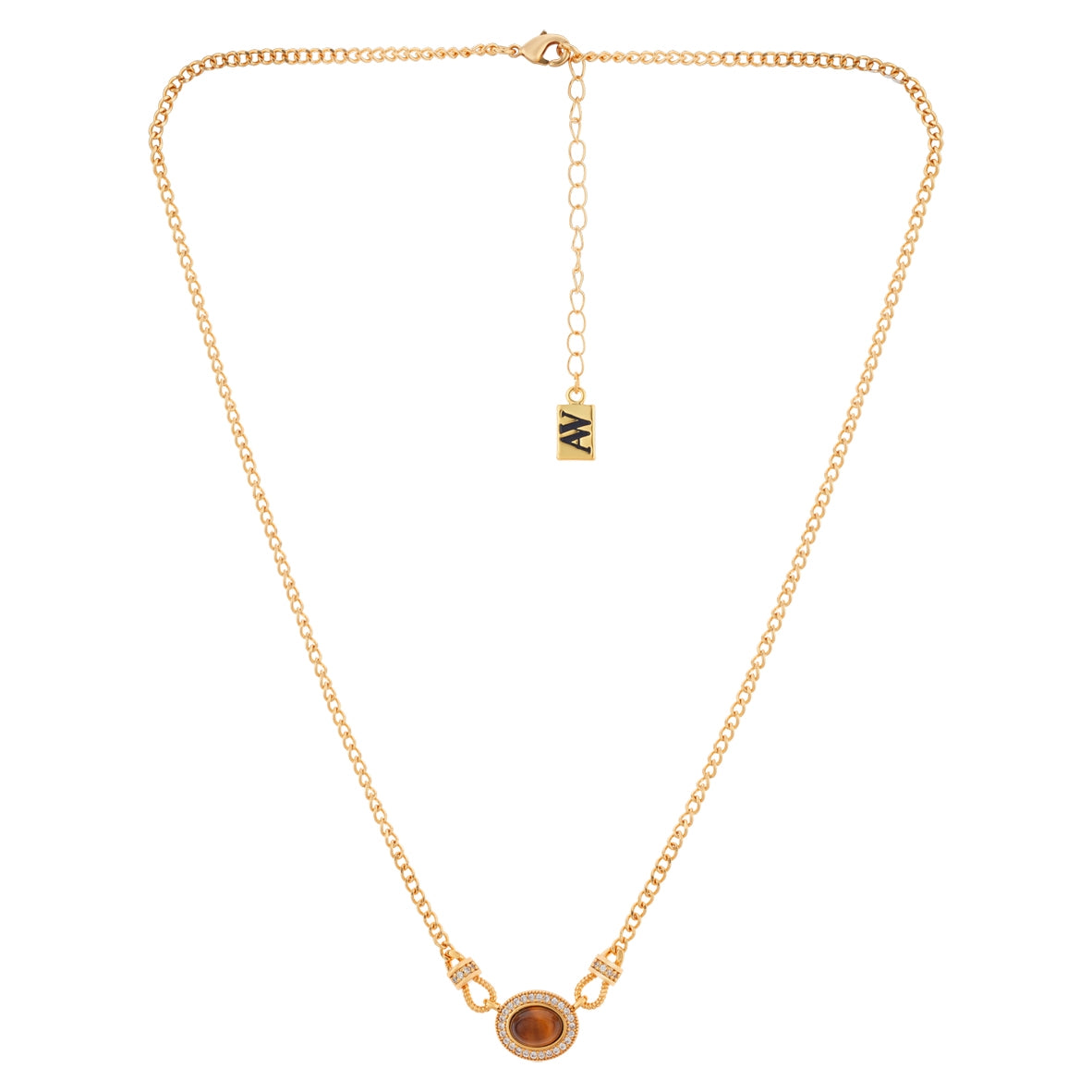 August Woods Gold CZ Tigers Eye Necklace