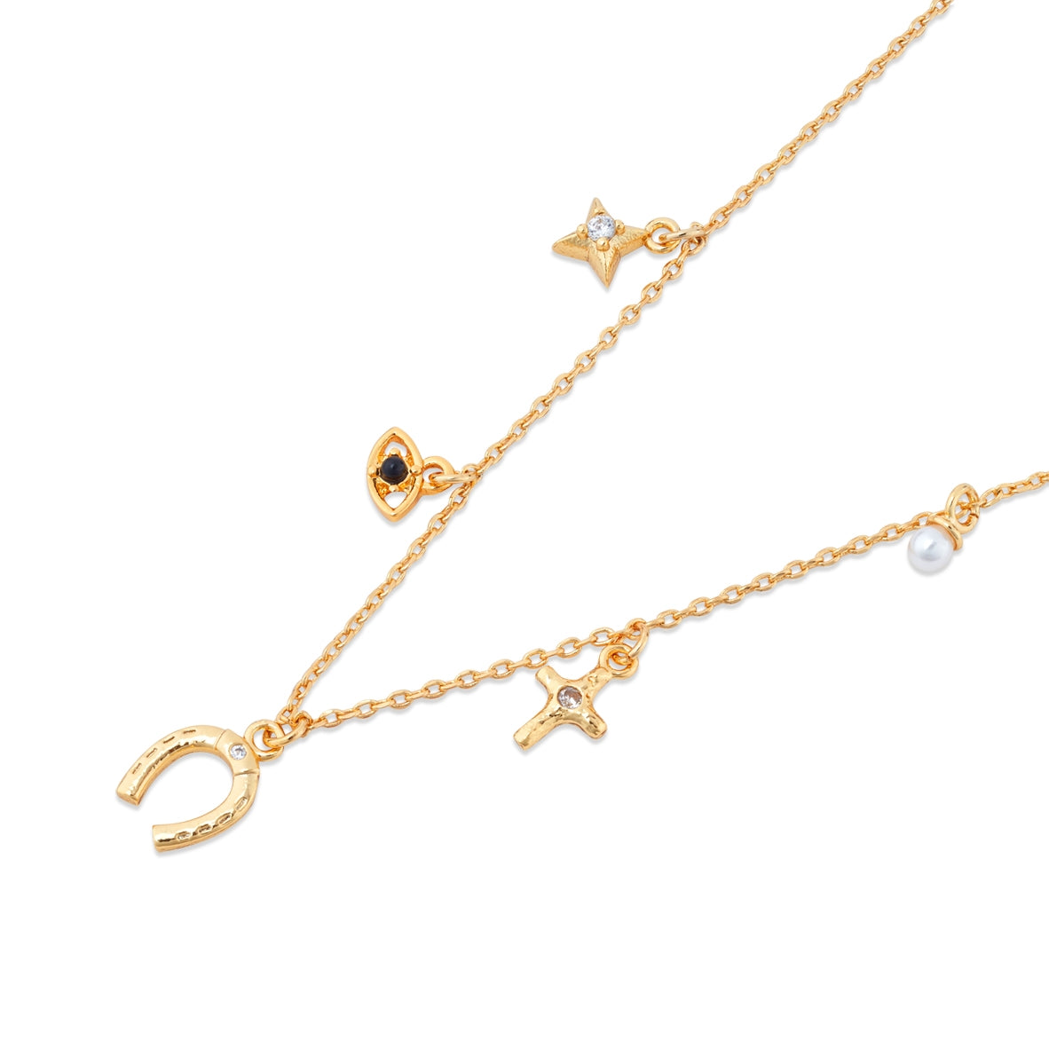 August Woods Gold Multi Charm Faith Necklace