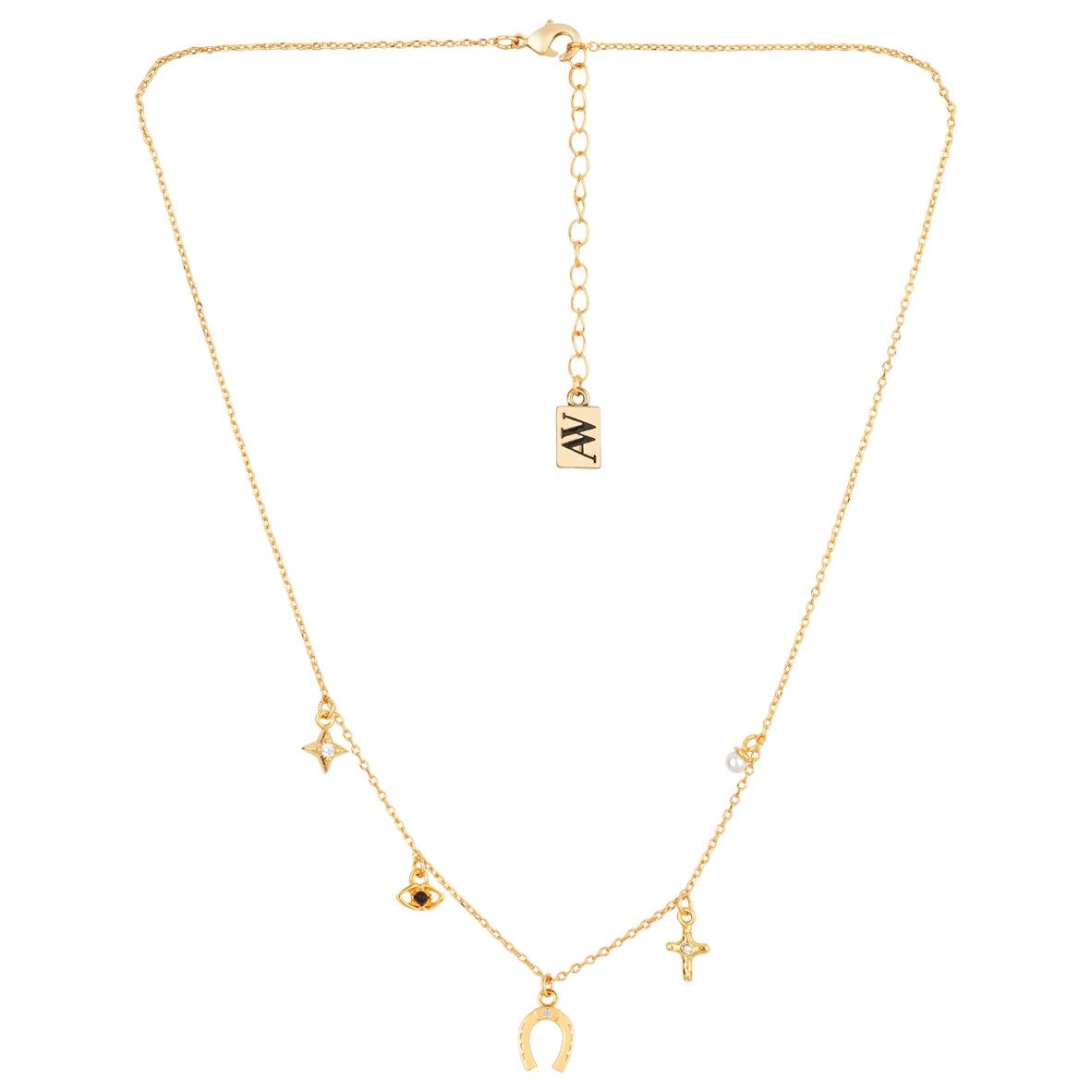 August Woods Gold Multi Charm Faith Necklace
