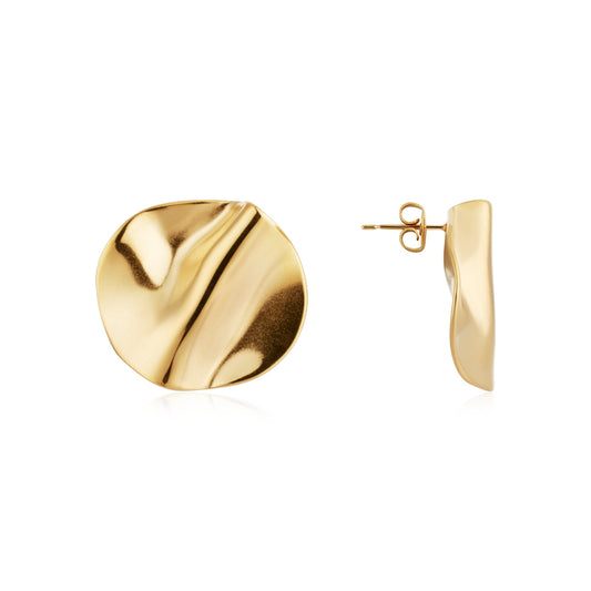 Over & Over Gold Molten Disc Earrings