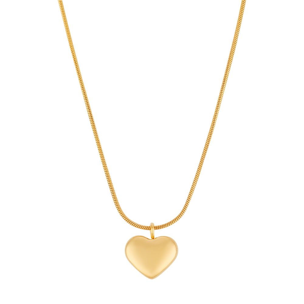 Over & Over Gold Puffed Heart Necklace