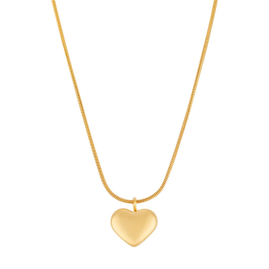 Over & Over Gold Puffed Heart Necklace