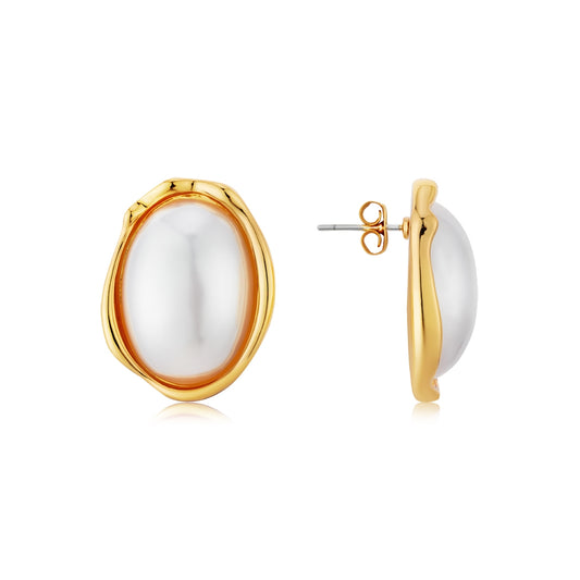 August Woods Gold Statement Pearl Earrings