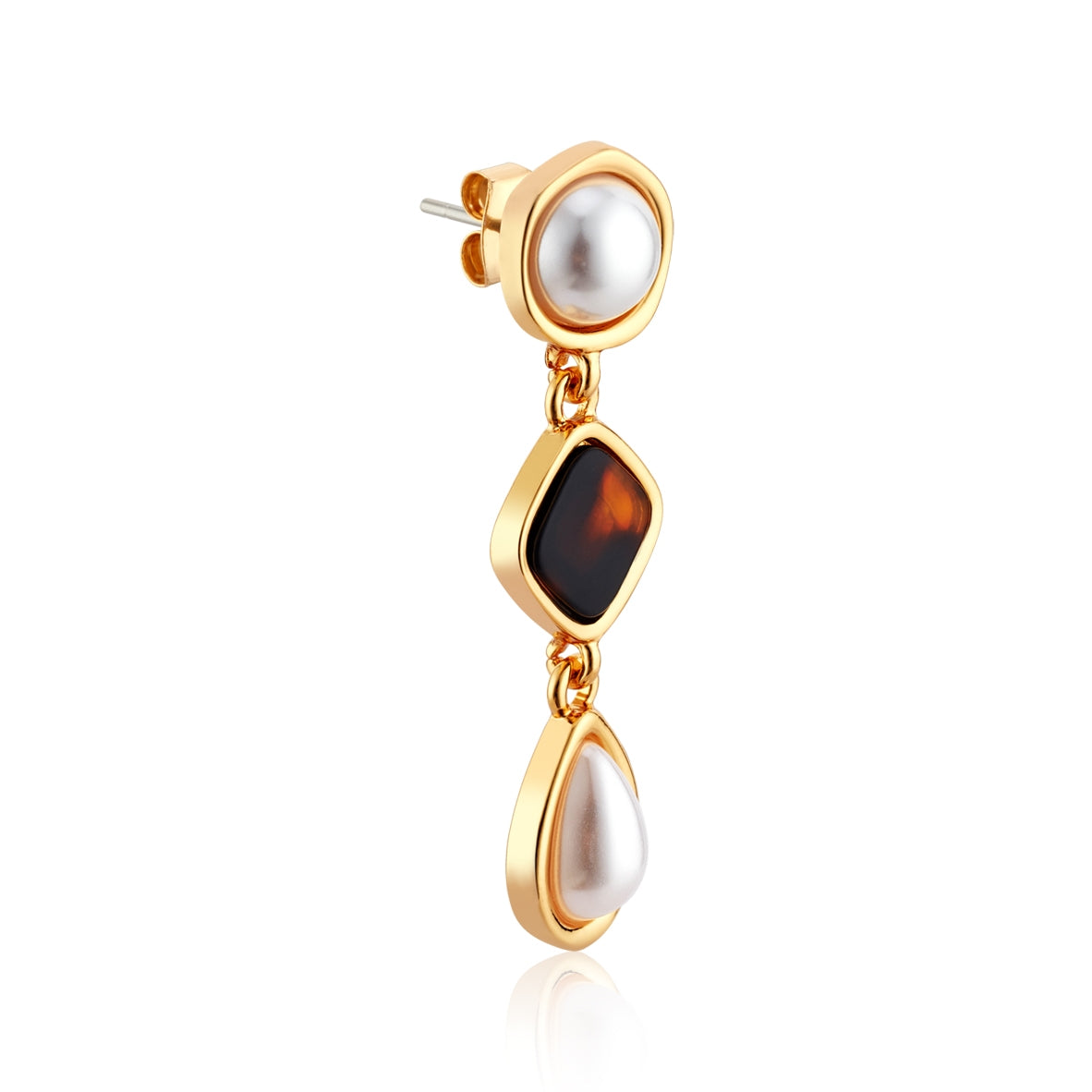 August Woods Gold Tortoiseshell Pearl Earrings