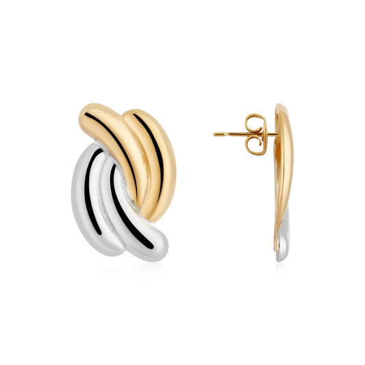 Over & Over Silver Two Tone Swirl Knot Earrings