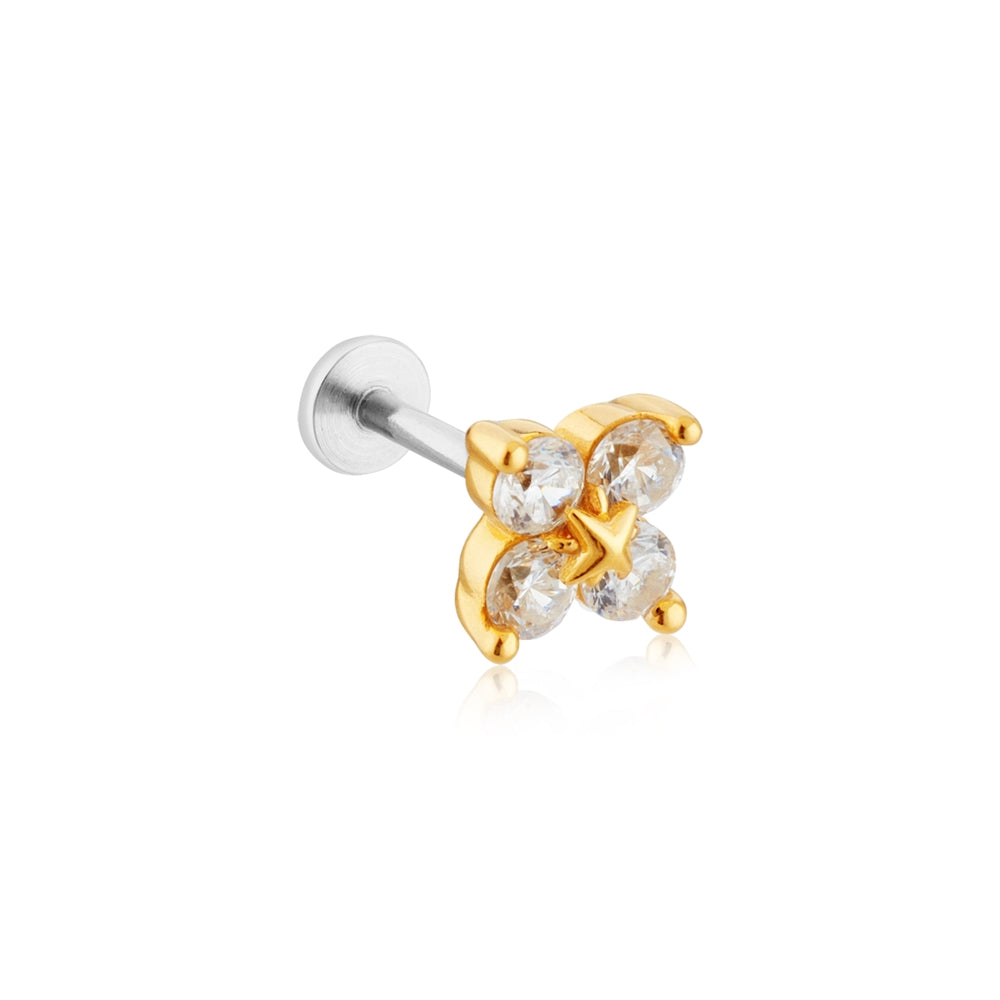 Argento Gold Clover Single Flatback Earring