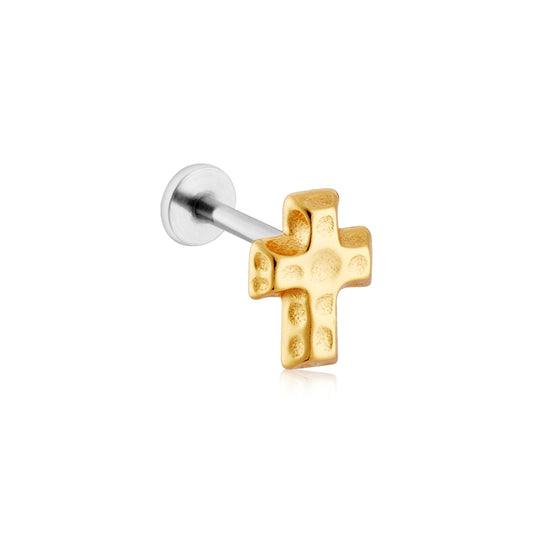 Argento Gold Cross Single Flatback Earring