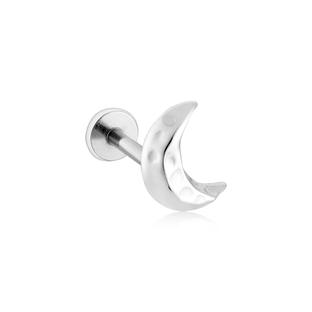 Argento Silver Crescent Moon Single Flatback Earring