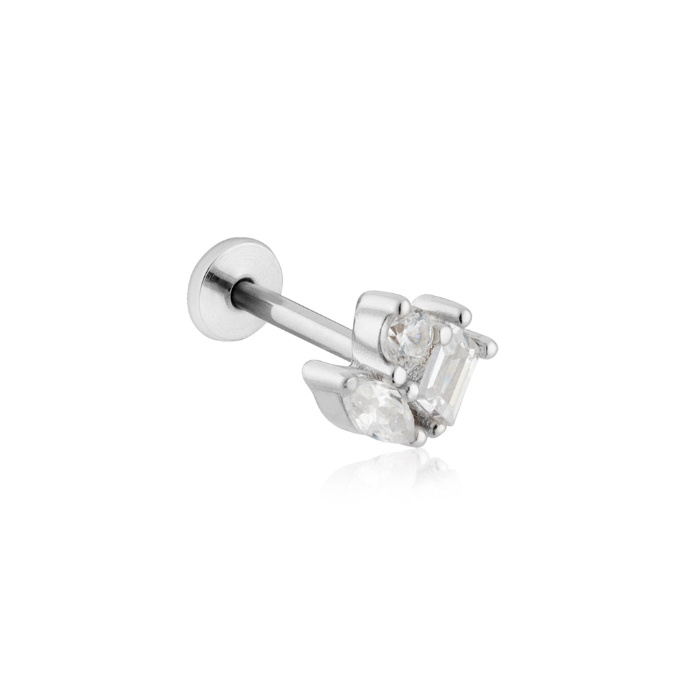 Argento Silver Cluster CZ Single Flatback Earring