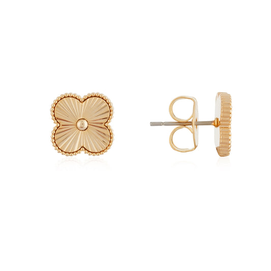 August Woods Gold  Mirror Clover Stud Earrings