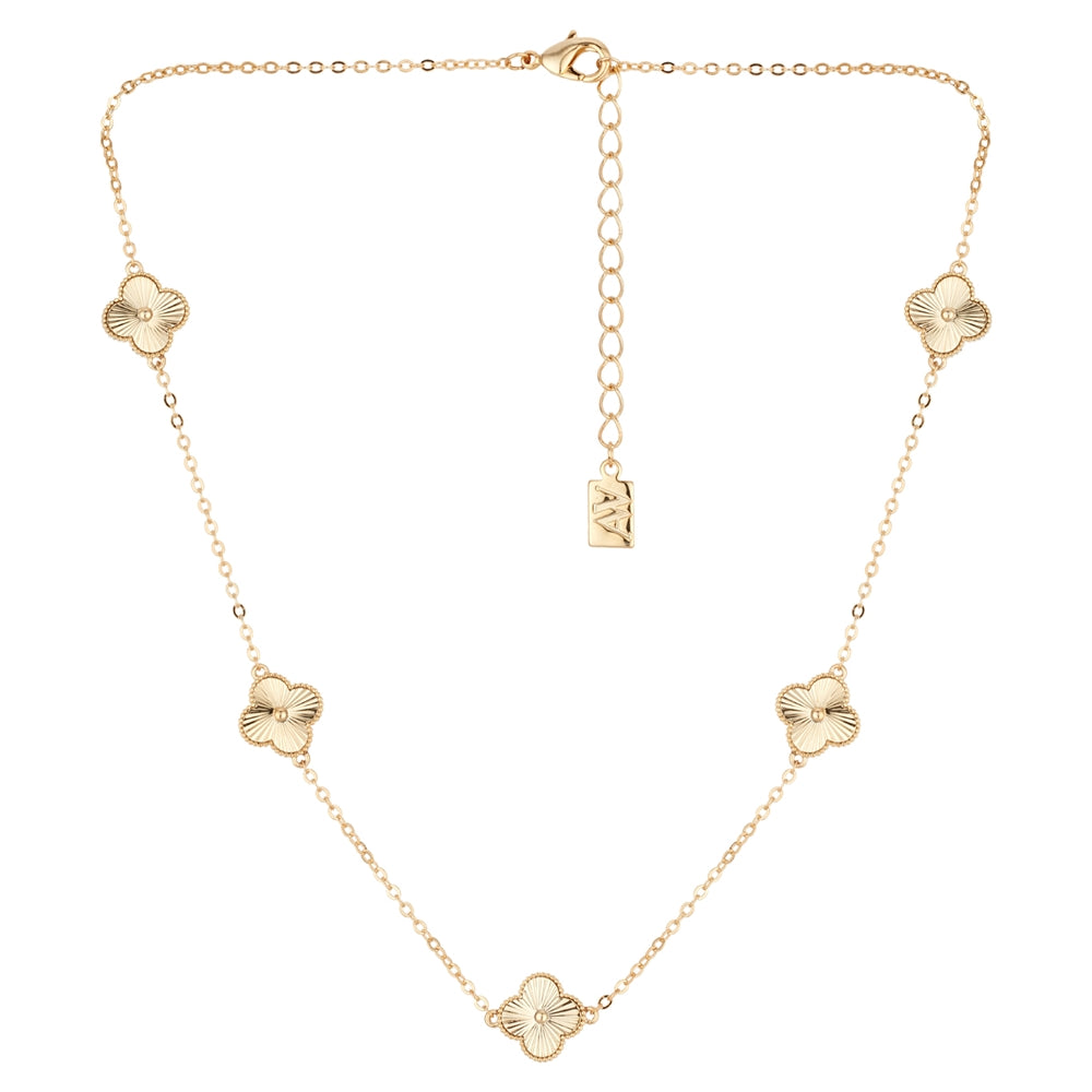 August Woods Gold Multi Mirror Clover Necklace