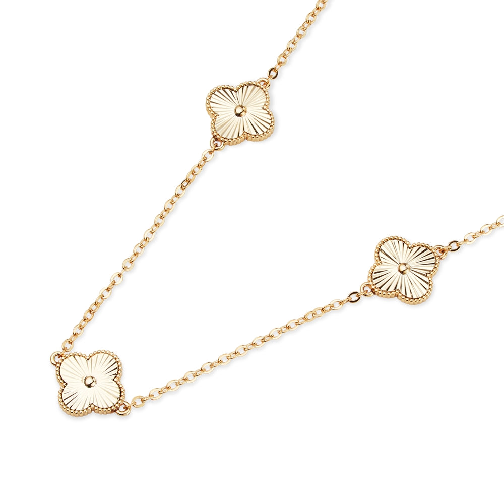 August Woods Gold Multi Mirror Clover Necklace