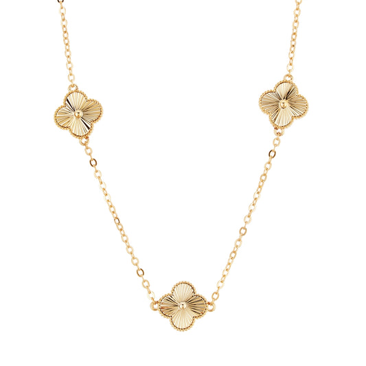 August Woods Gold Multi Mirror Clover Necklace