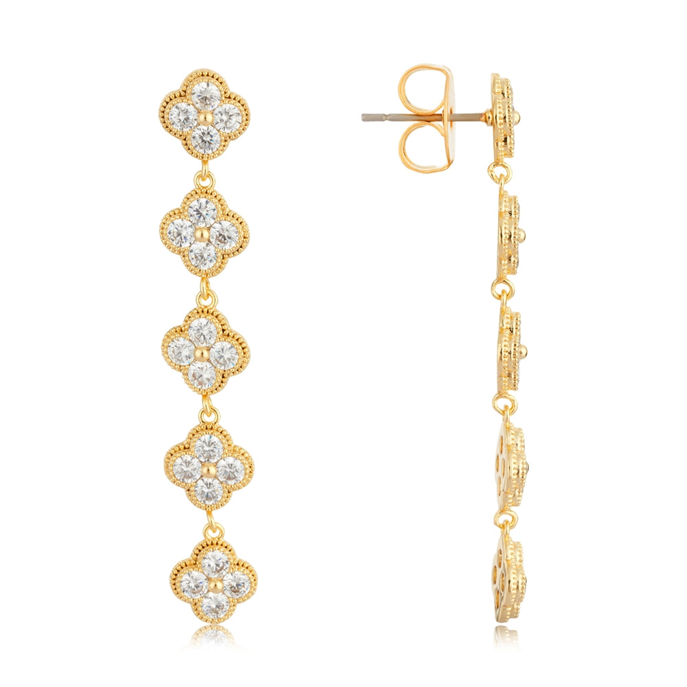 August Woods Gold Drop CZ Clover Earrings