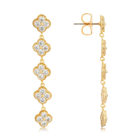August Woods Gold Drop CZ Clover Earrings