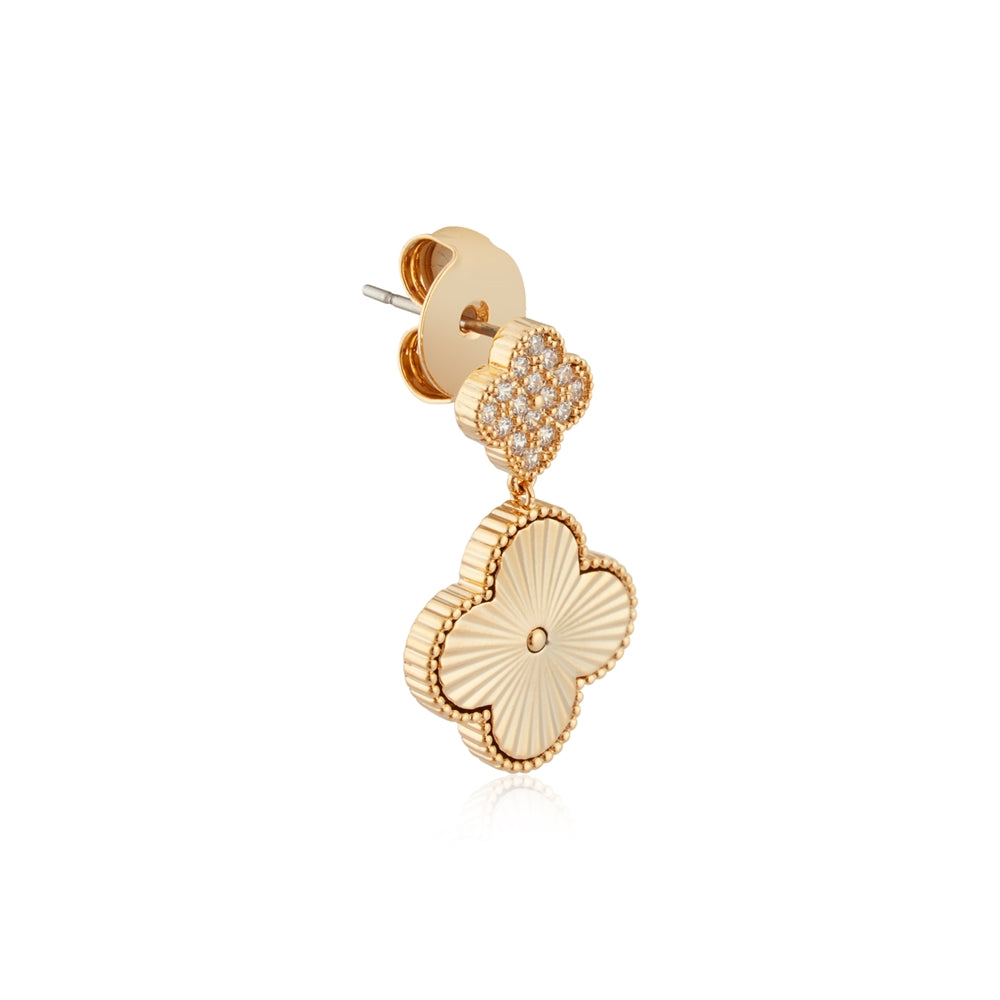 August Woods Gold CZ Mirror Clover Drop Earrings