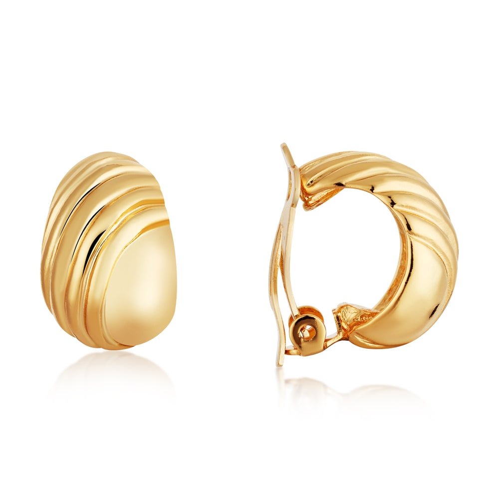 August Woods Gold Vintage Ridge Clip On Earrings