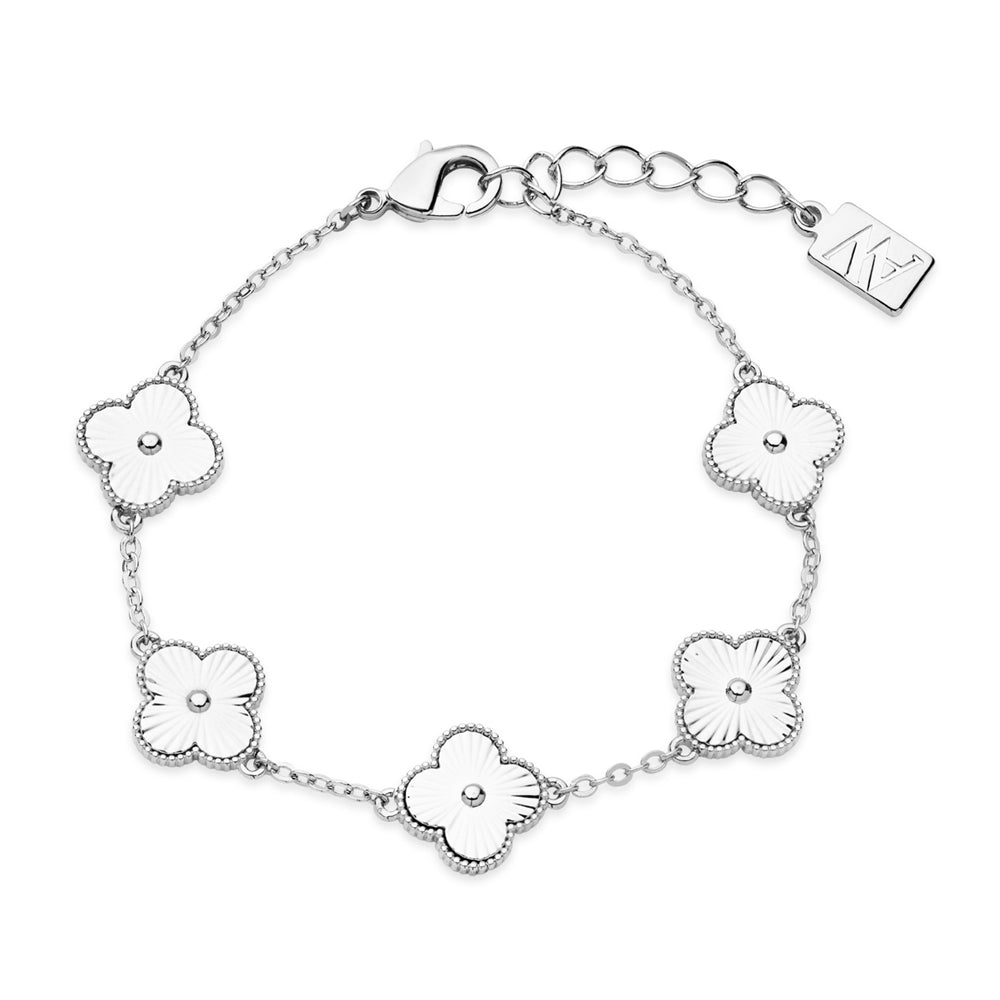August Woods Silver Multi Mirror Clover Bracelet