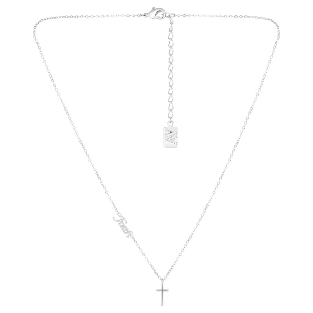 August Woods Silver Faith Mini Cross Necklace