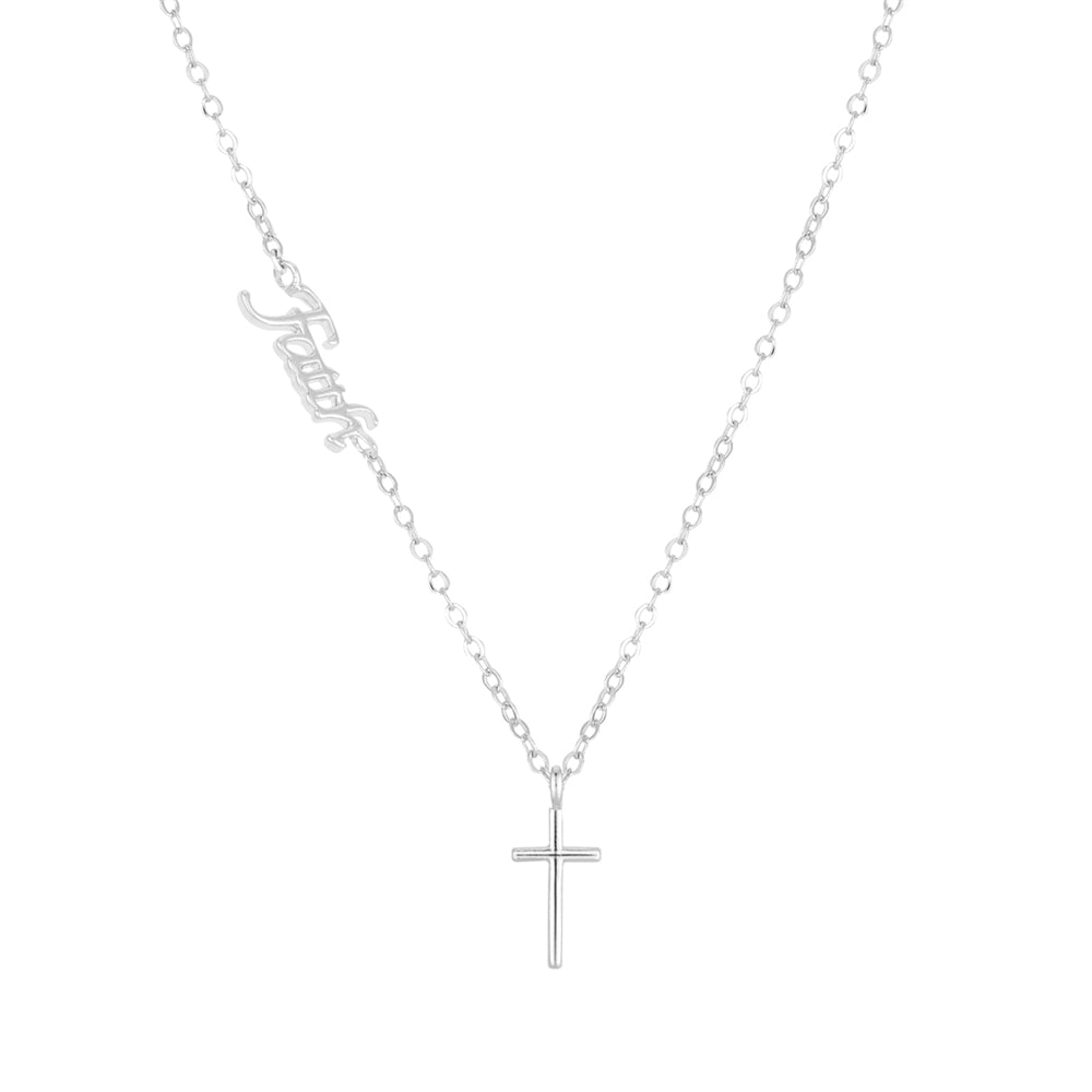 August Woods Silver Faith Mini Cross Necklace
